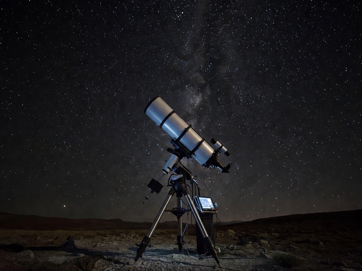 Astronomical Telescope Equipment Pointed at Stars